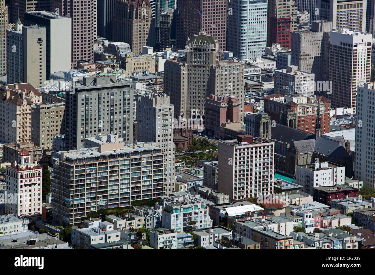 Luftaufnahme Nob Hill Wohnviertel San Francisco Kalifornien Stockfoto