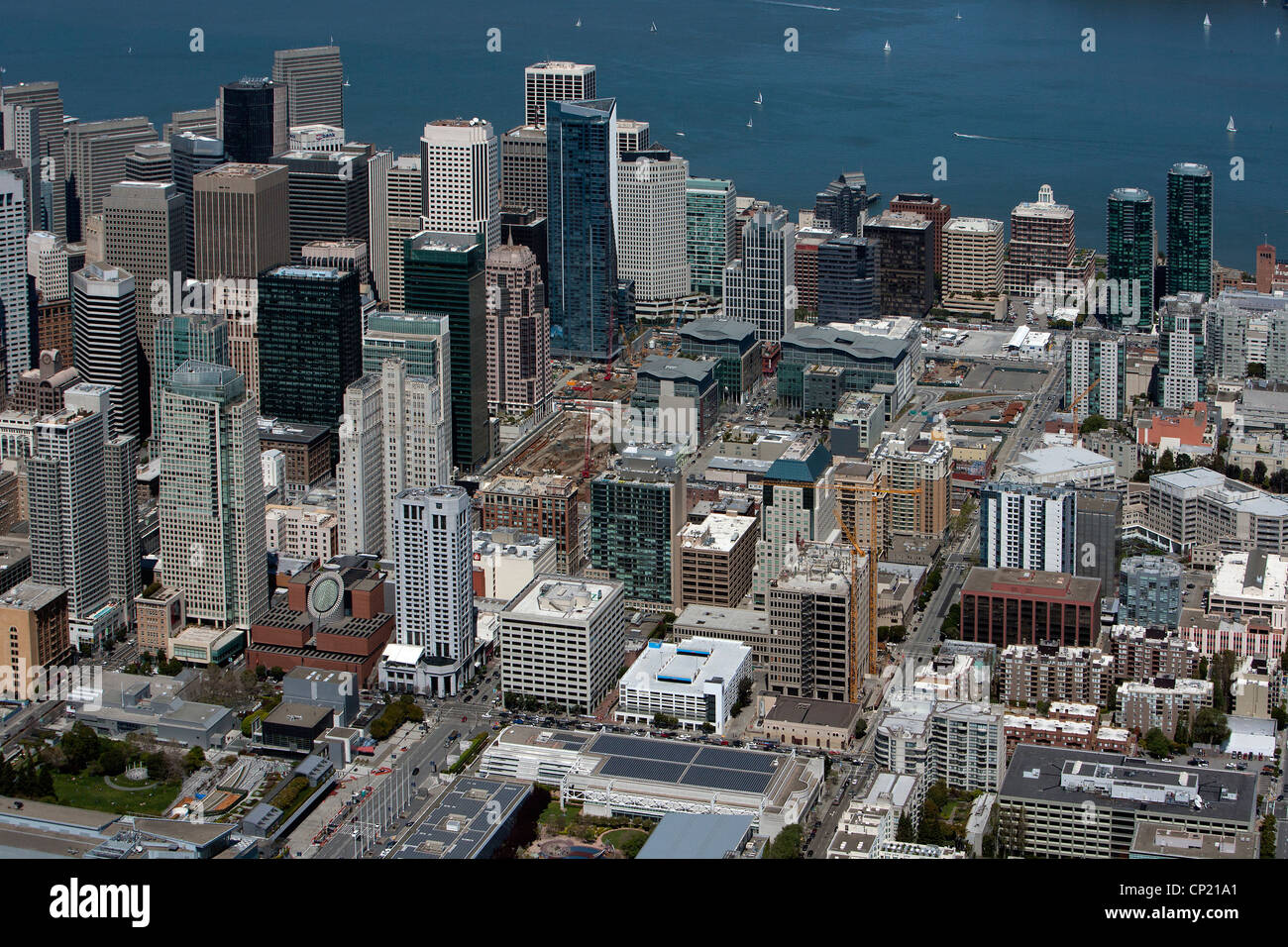 Luftaufnahme South of Market Street Transbay Terminal Center San Francisco, Kalifornien Stockfoto