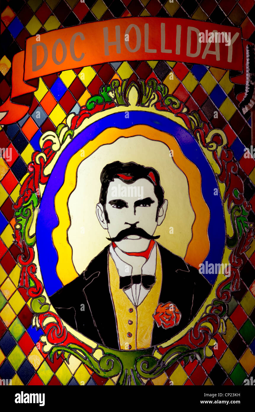 Doc Holliday Verewigt In Glasmalerei An Big Nose Kate Saloon Tombstone Arizona Stockfotografie Alamy