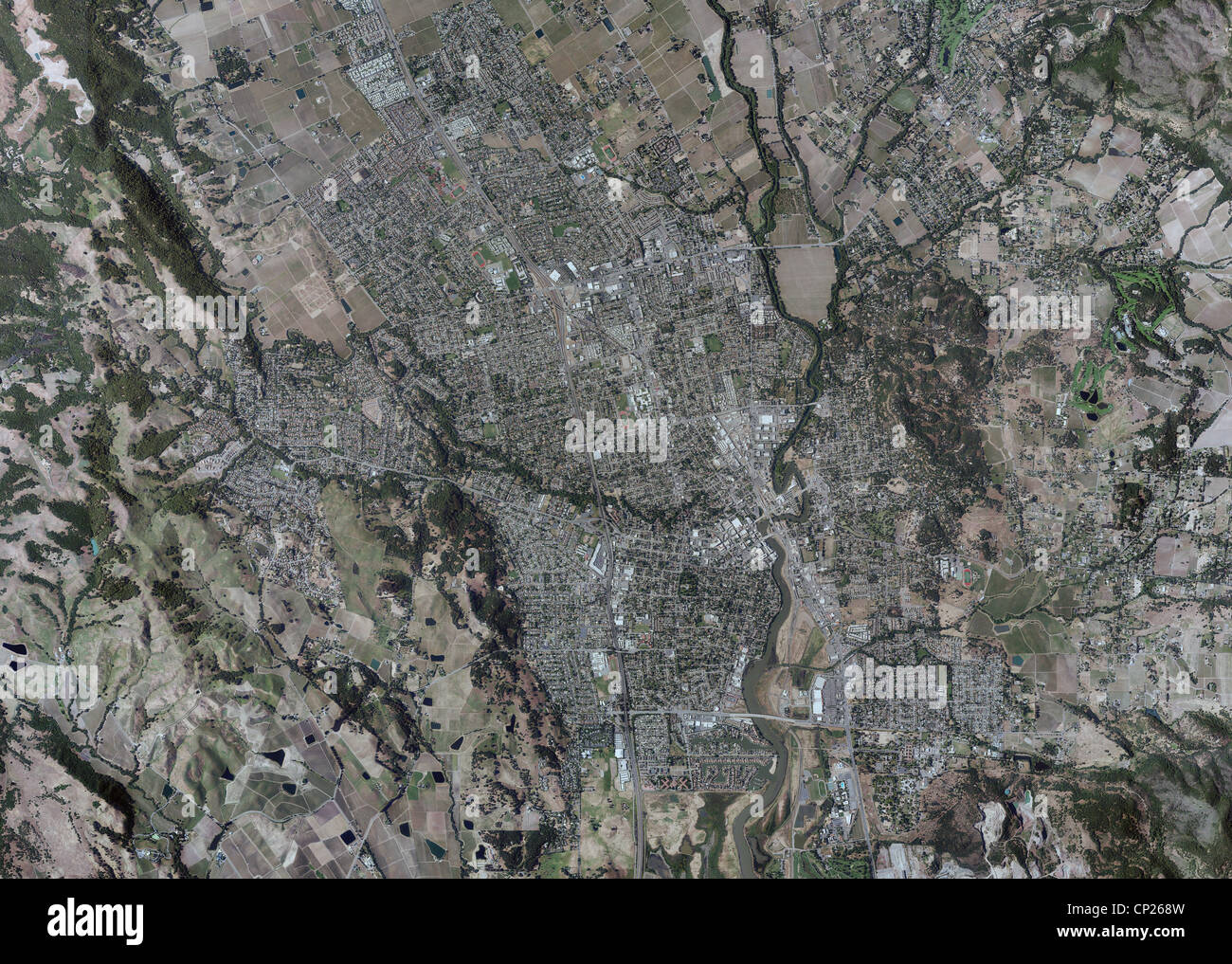 Luftbild-Karte Stadt Napa Napa County, Kalifornien Stockfoto