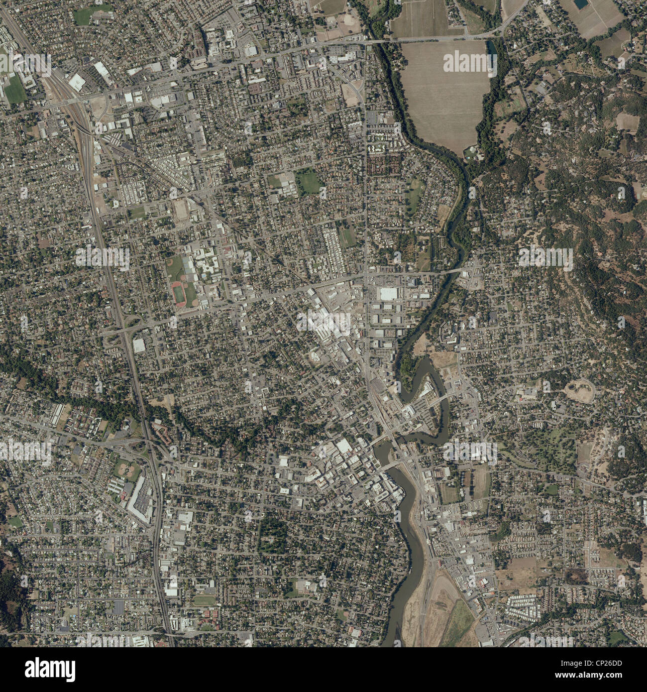 Luftbild-Karte Stadt Napa Napa County, Kalifornien Stockfoto