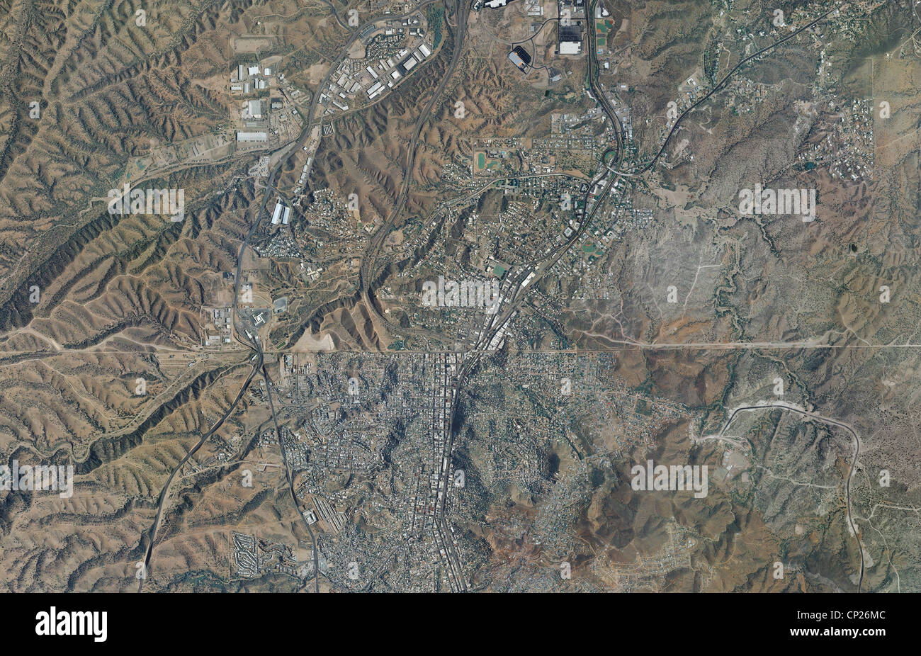 Luftbild-Karte von Nogales Arizona mexikanischen Grenze Stockfoto