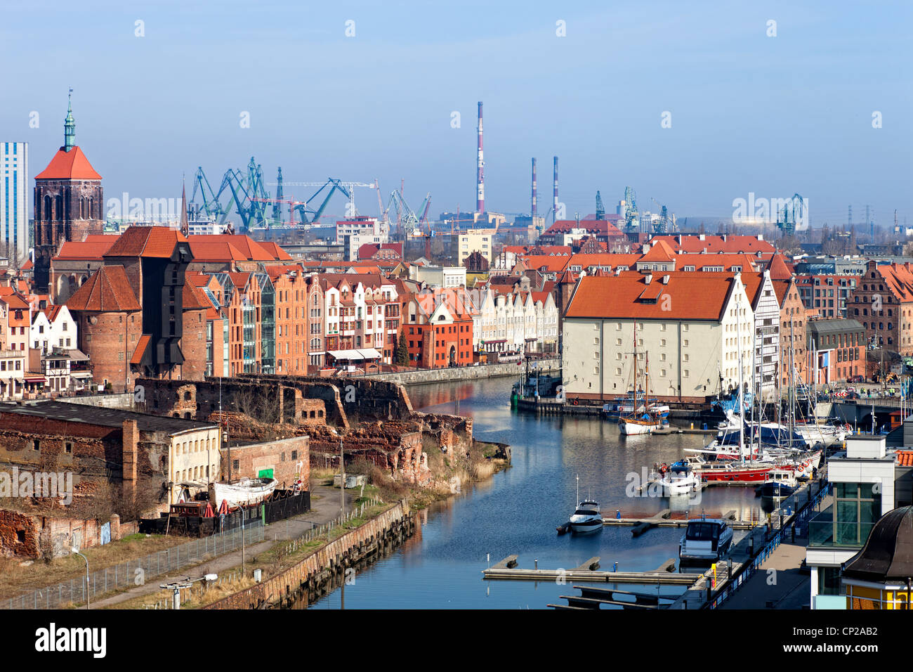 Luftbild - Stadtansicht von Danzig, Polen. Stockfoto