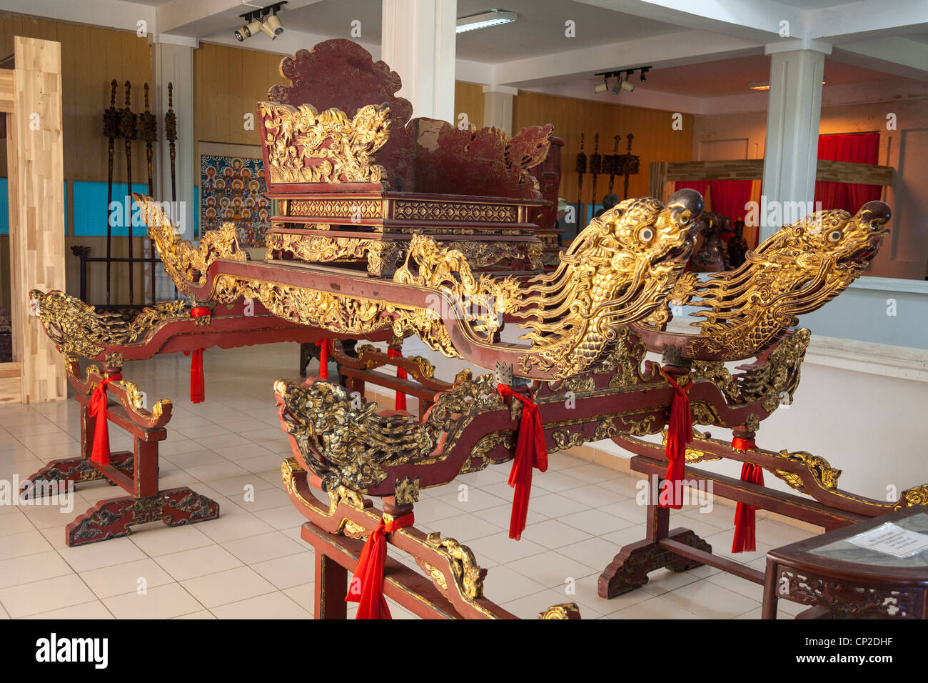 Ein 18. Jahrhundert Kieu gehen Sohn Thep Sänfte, Danang Museum für Cham Skulptur, Danang, Vietnam Stockfoto