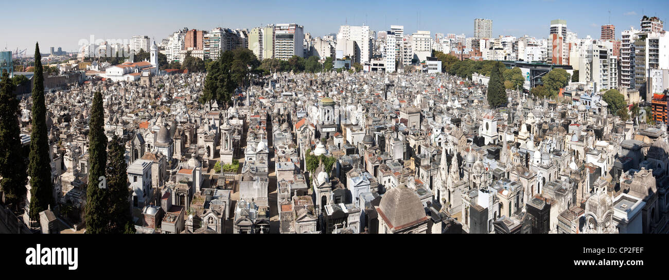 Blick auf Buenos Aires La Recoleta Friedhof Cementerio De La Recoleta. Stockfoto