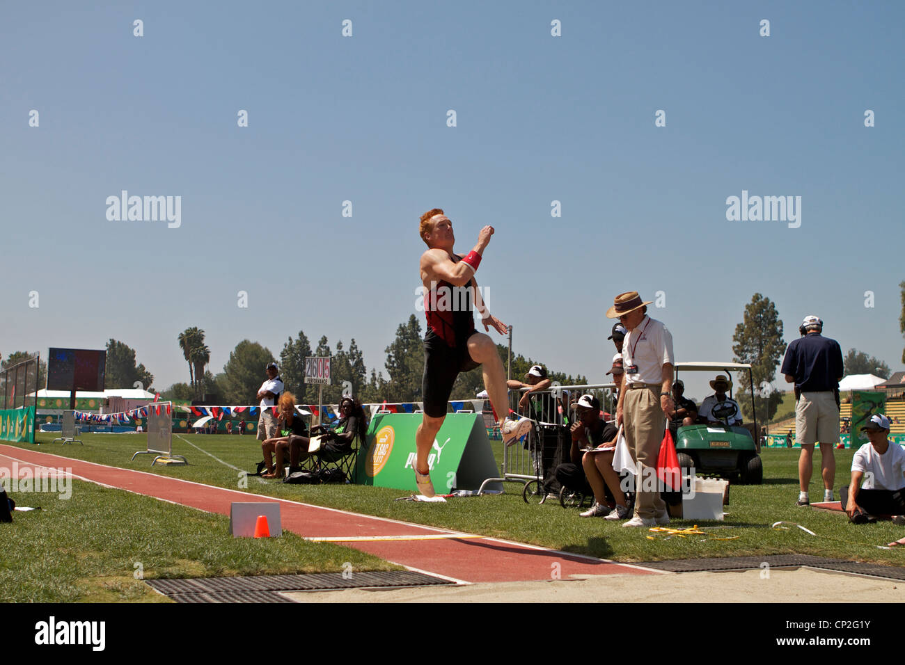 In Großbritannien Lange Brücke Greg Rutherford im Mt Sac Relais 2012, Walnut, Kalifornien, USA Stockfoto