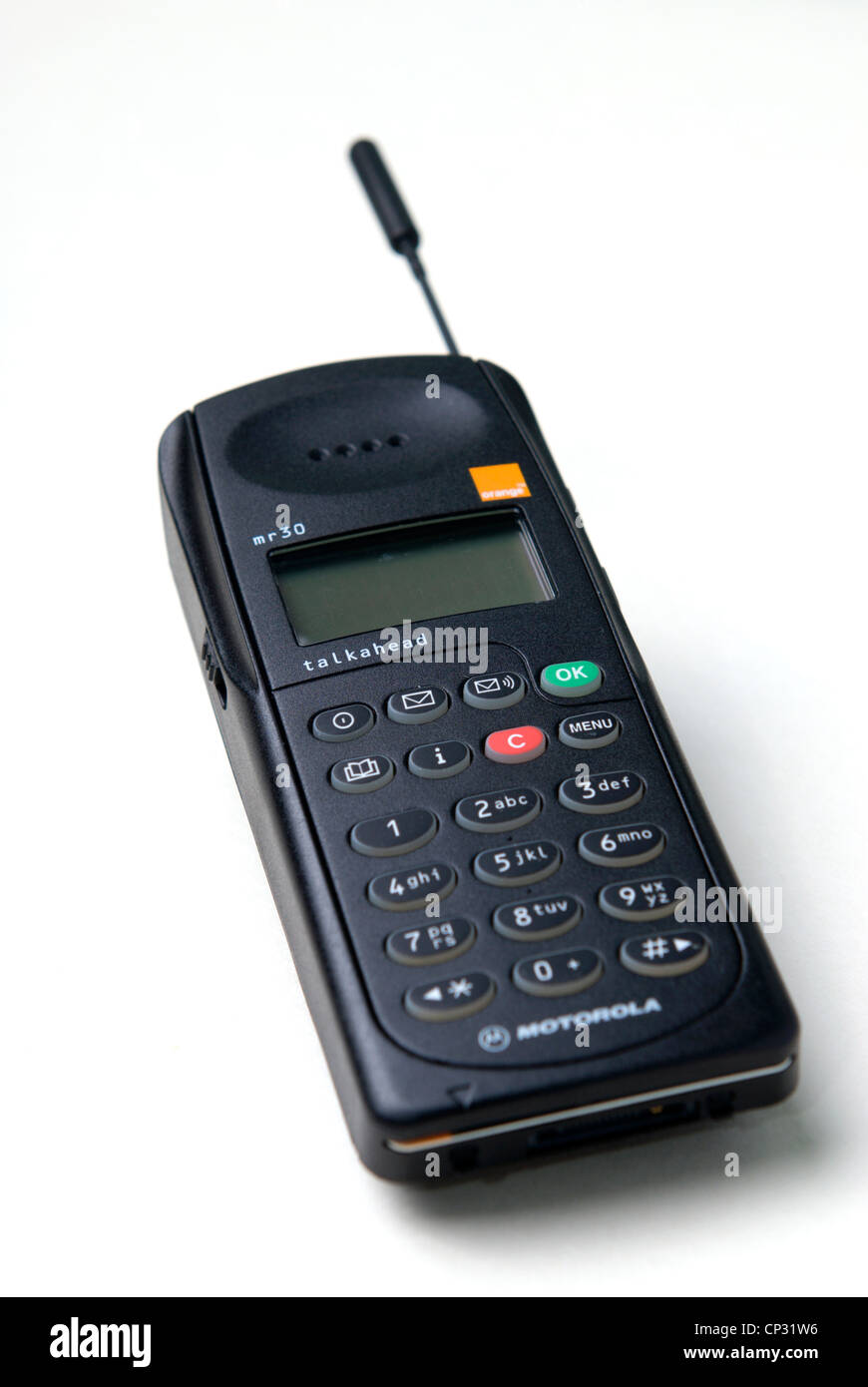 Allgemeines Bild eines Motorola mr30 Mobiltelefons startete im Jahr 1994 mit der Werbung von "kleinen ordentlich leichte Handy"! Stockfoto