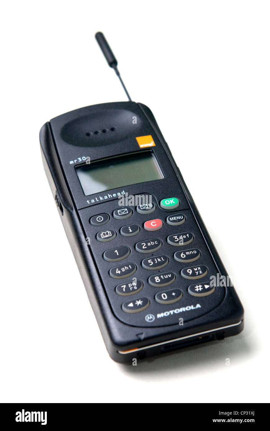 Allgemeines Bild eines Motorola mr30 Mobiltelefons startete im Jahr 1994  mit der Werbung von "kleinen ordentlich leichte Handy"! Stockfotografie -  Alamy