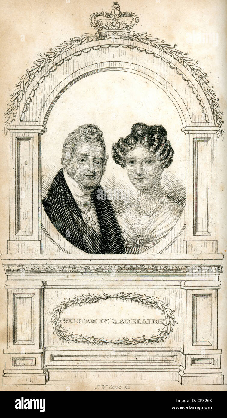 Porträt von König Wilhelm IV. und Königin Adelaide von England. Stockfoto