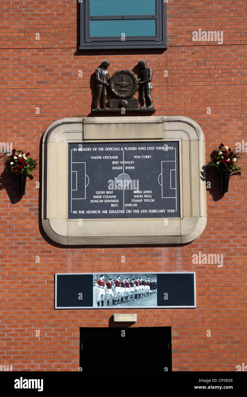 Die 1958 München Luft Katastrophe Gedenkstätten Manchester united Stadion old Trafford england Stockfoto