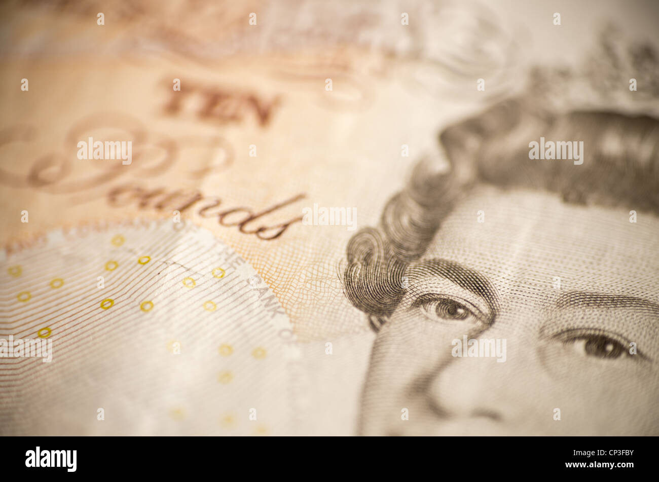 Britische Bank beachten Sie zehn Pfund £10 Königin Elizabeth II zehn-Pfund-note Stockfoto