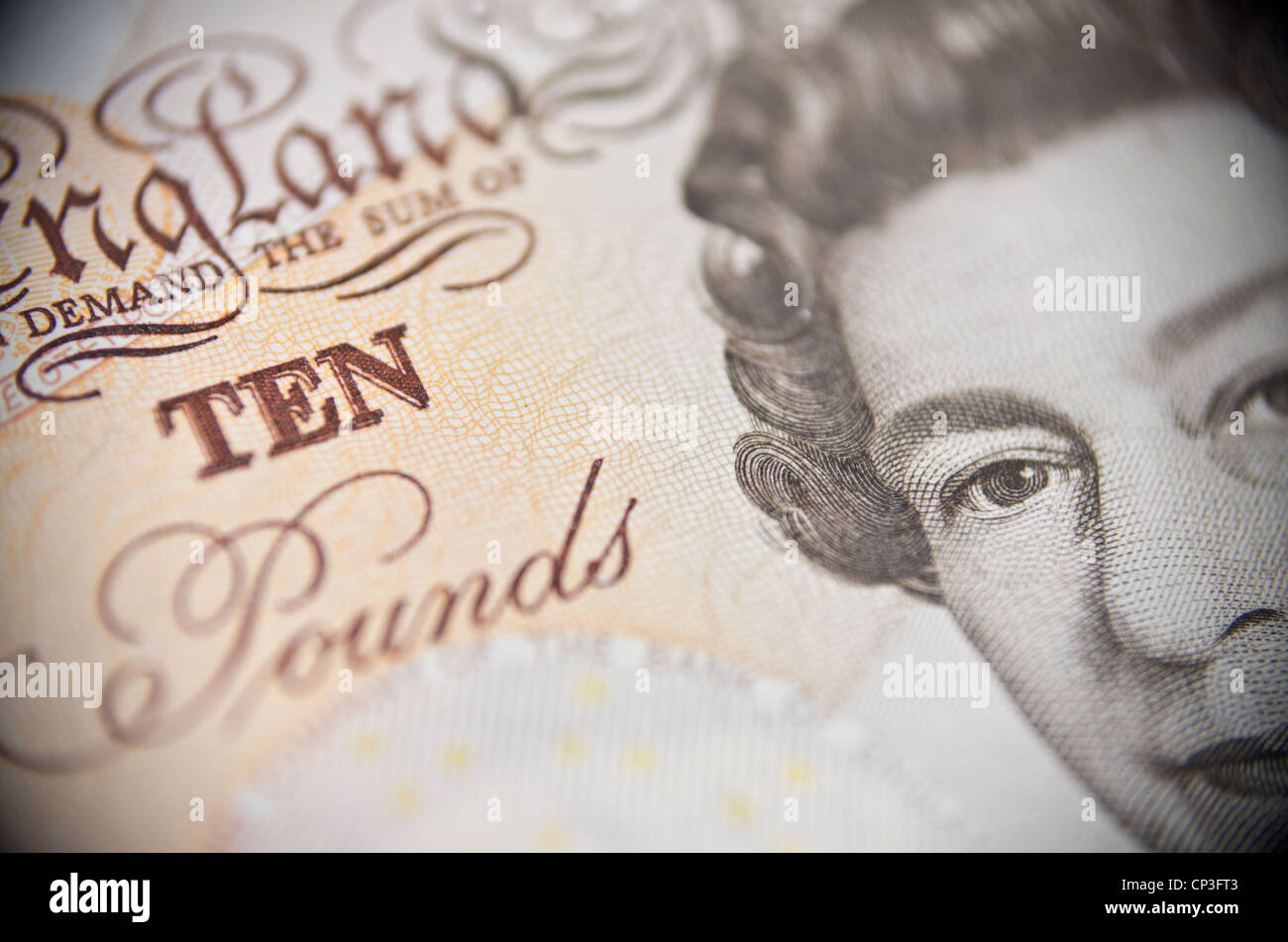 Britische Bank beachten Sie zehn Pfund £10 Königin Elizabeth II zehn-Pfund-note Stockfoto