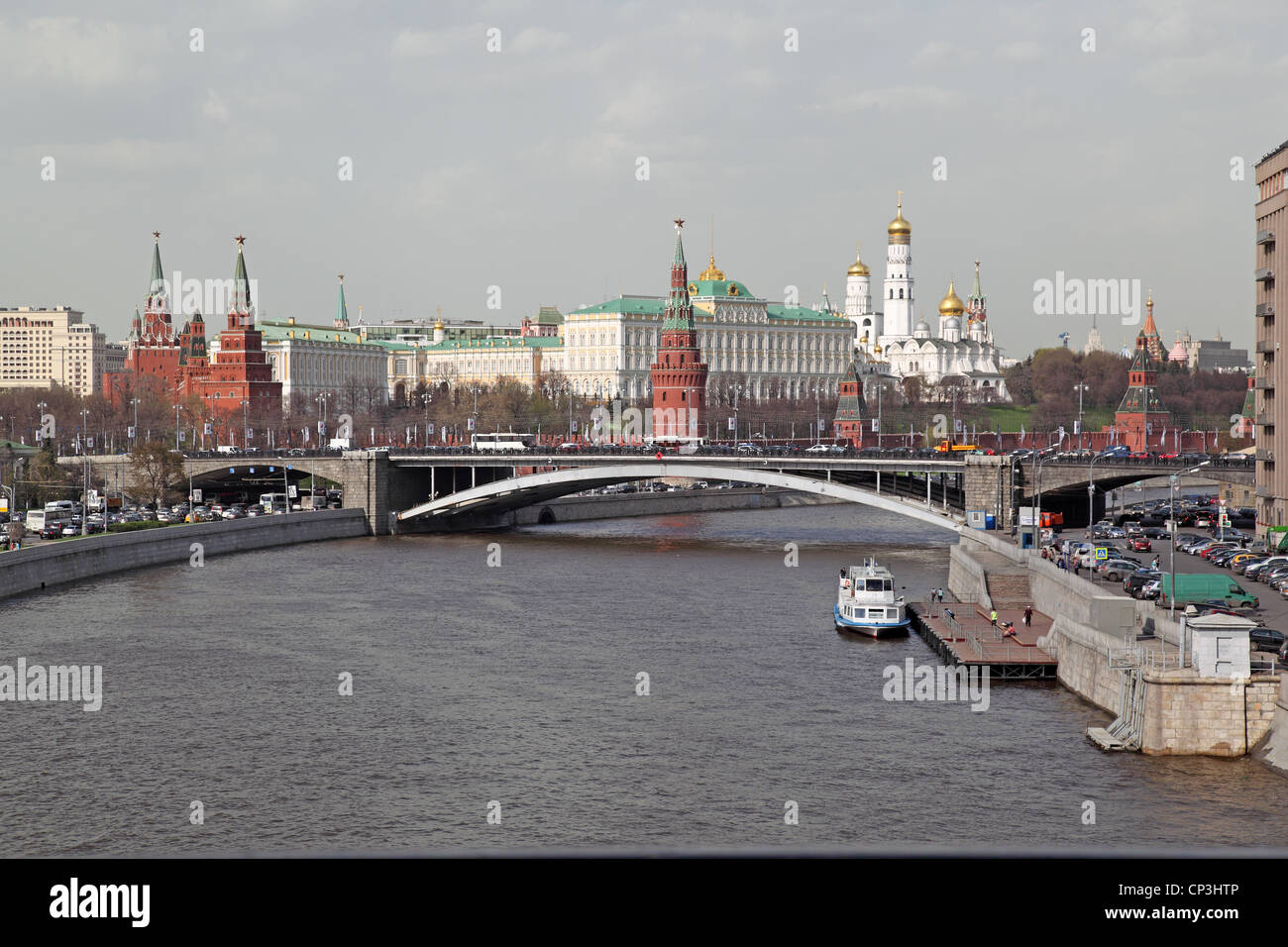 Fluss Moskauer Kreml Stockfoto