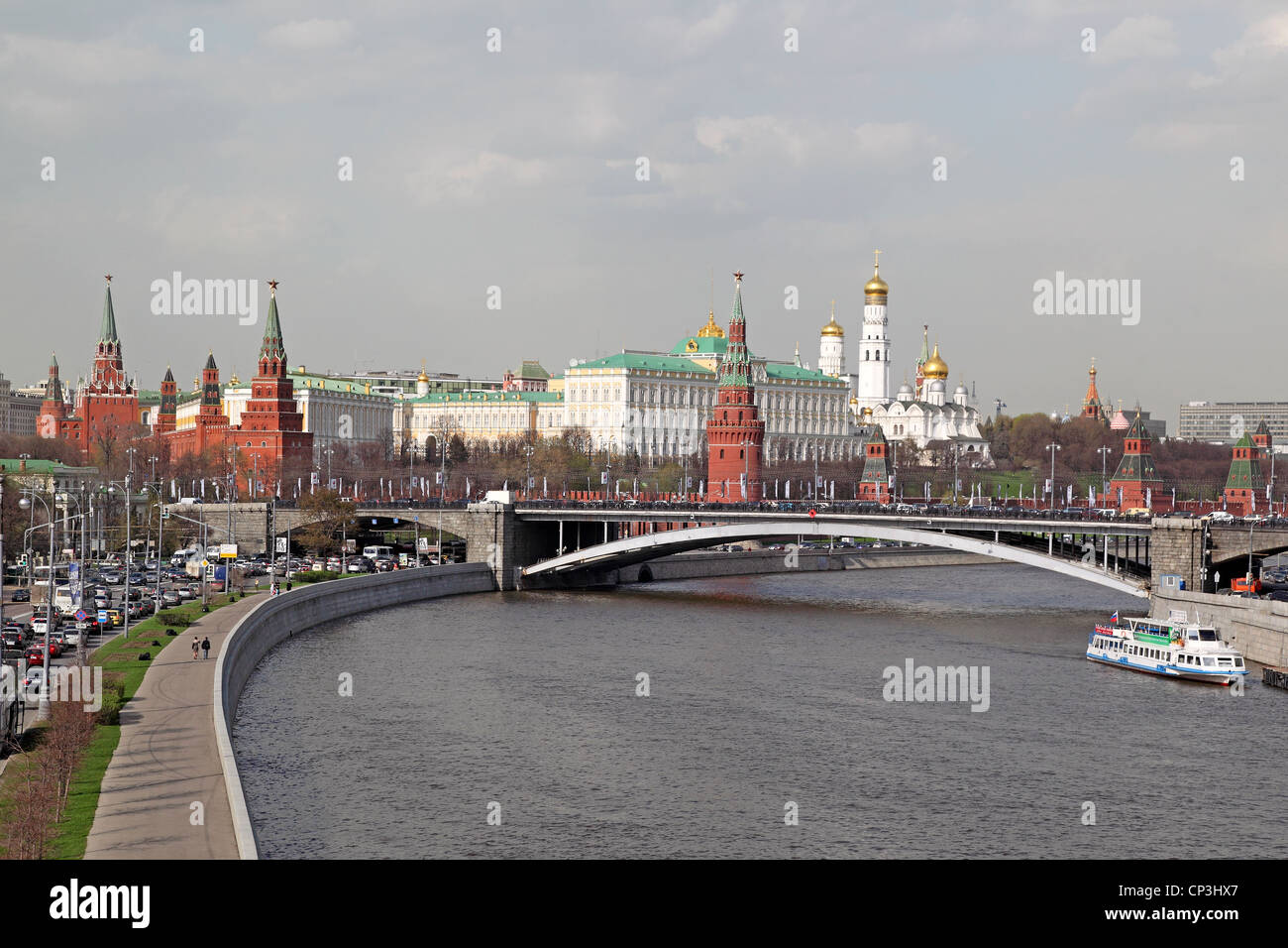 Fluss Moskauer Kreml Stockfoto