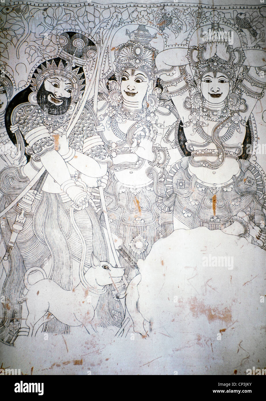 Kerala Indien Krishnapuram Palastmuseum Arjuna-Tapas und das Aussehen von Shiva fand am Chemmanamthitta Tempel In Trissur Stockfoto