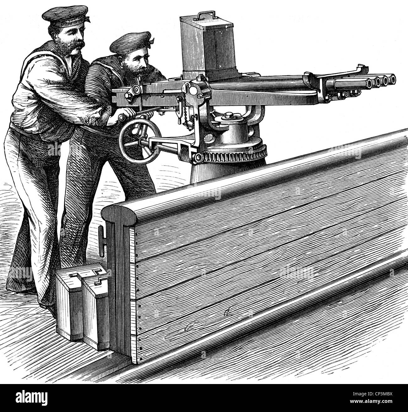 Waffen, Schusswaffen, Maschinengewehre, Nordenfelt Gun, Patent 1873, Zusatzrechte-Clearences-nicht verfügbar Stockfoto