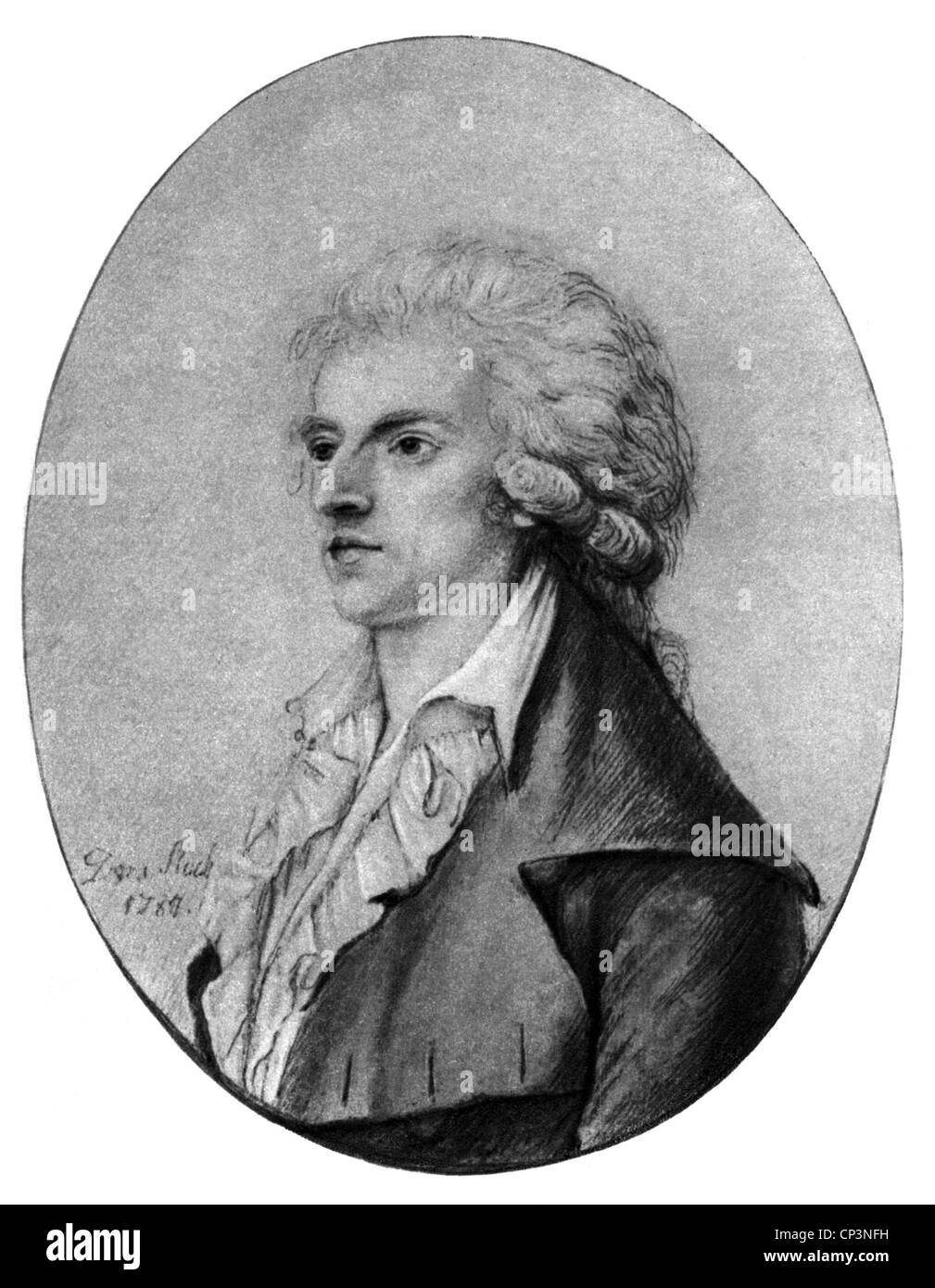 Schillers, Friedrich, 10.11.1759 - 9.5.1805, deutsche Autorin/Schriftstellerin, Dichterin, Porträt, Silberpunktzeichnung von Dora Stock, 1787, Stockfoto