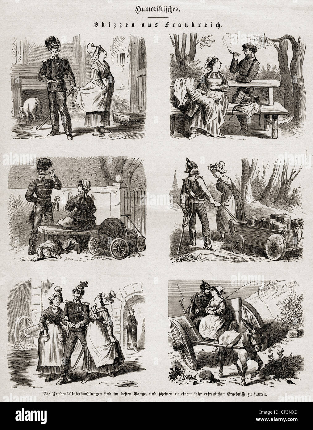 Veranstaltungen, Deutsch-Französischer Krieg 1870 - 1871, Presse, 'Scetches from France', Holzstich, 1871, Zusatzrechte-Freienzen-nicht vorhanden Stockfoto