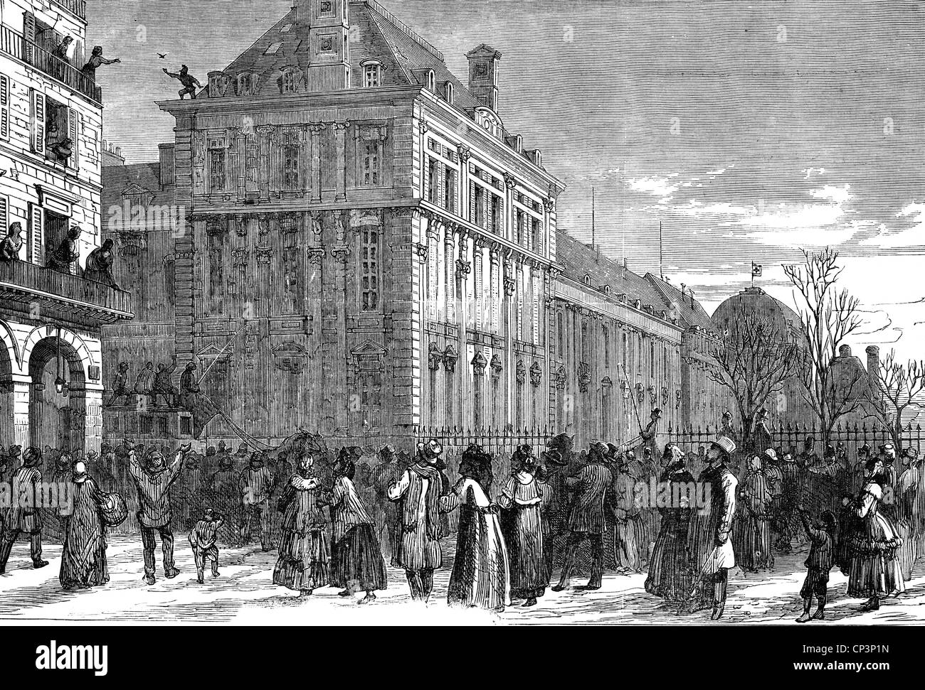 Veranstaltungen, Deutsch-Französischer Krieg 1870 - 1871, Belagerung von Paris, 19.9.1870 . 28.1.1871, Ankunft einer Brieftaube zeitgenössische Holzstich, Menge, Versand, Nachrichten senden, Frankreich, historisch, historisch, 19. Jahrhundert, Menschen, zusätzliche-Rechte-Clearences-nicht verfügbar Stockfoto