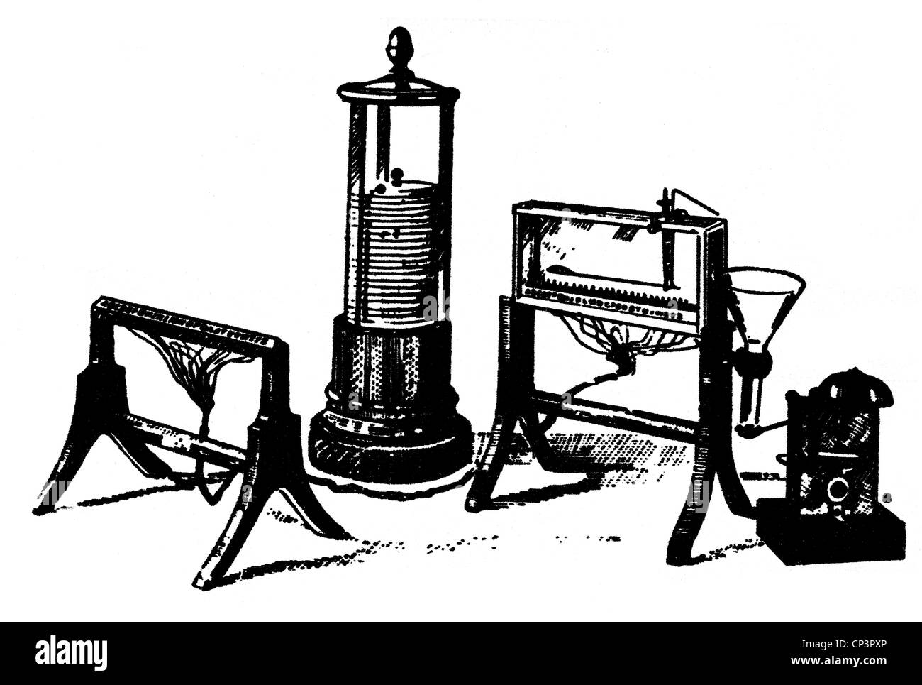 Soemmering, Samuel Thomas von, 28.1.555 - 2.3.1830, deutscher Arzt, Naturwissenschaftler, Erfinder, Werk, sein elektrochemischer Telegraf (1809), Stockfoto