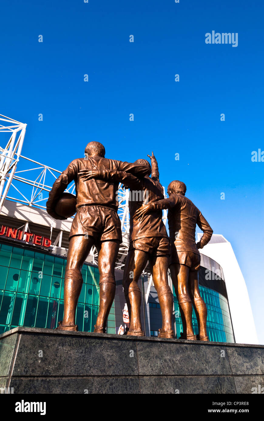 Die Vereinten Trinität, beste, Recht & Charlton, Old Trafford, Manchester, England, UK Stockfoto