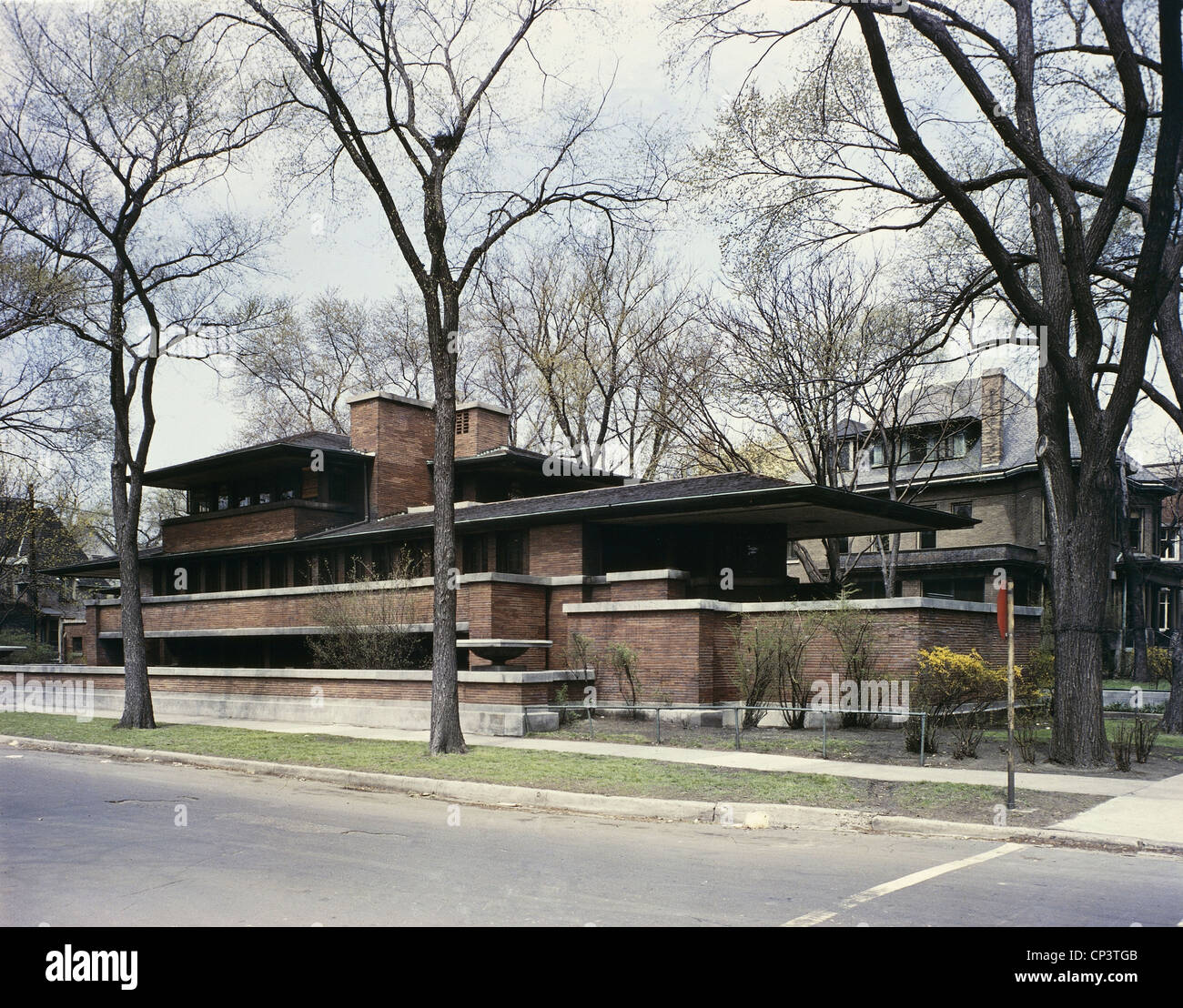 Vereinigte Staaten von Amerika-Illinois-Chicago. Hyde Park. Frederick C. Robie House. Der Architekt Frank Lloyd Wright (1869-1959), 1910. Stockfoto