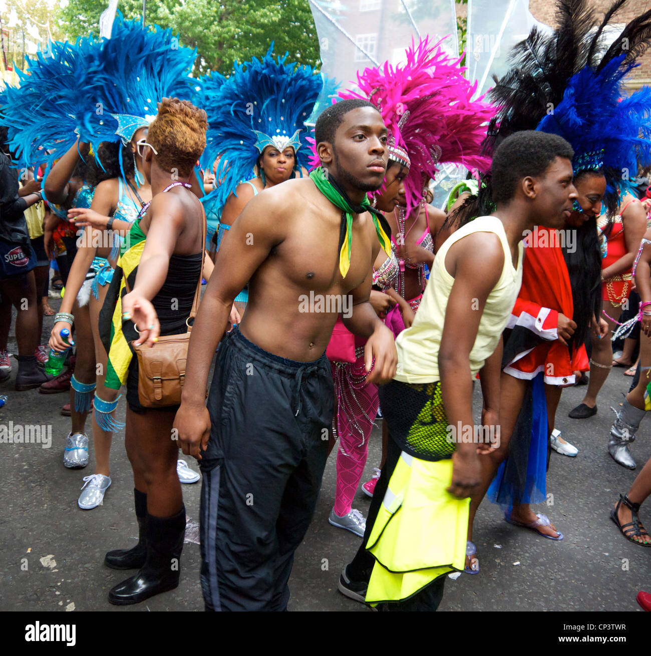 Tänzer bei den Notting Hill Carnival in London Stockfoto