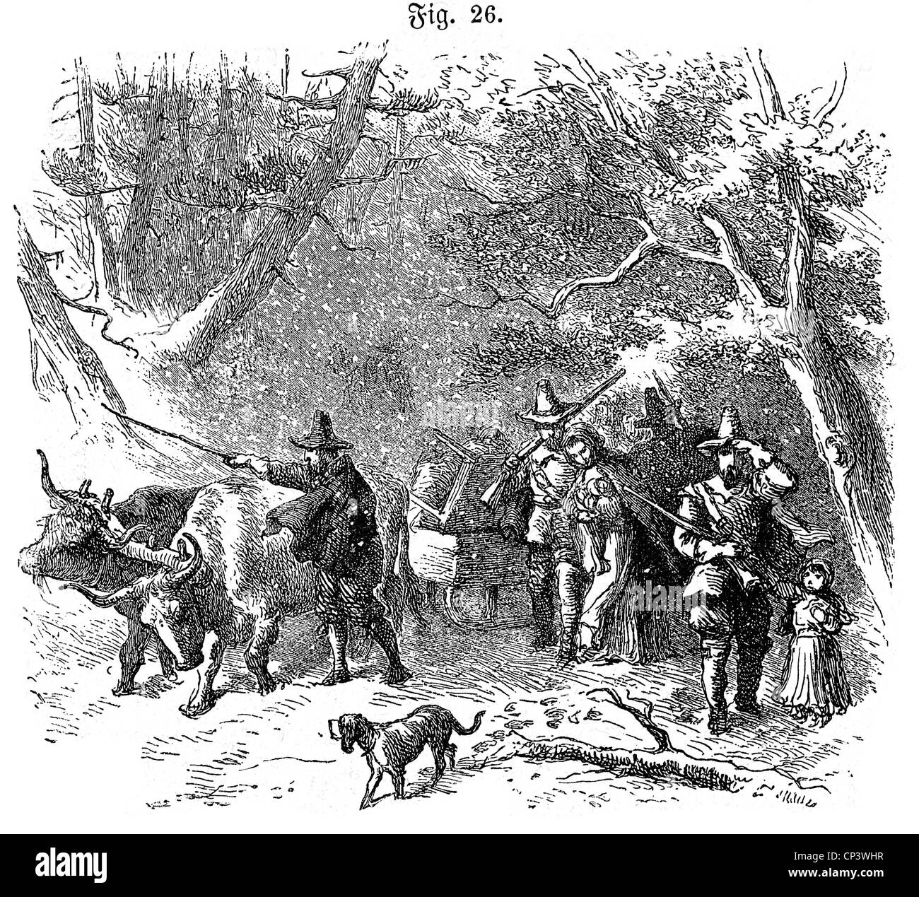 Geographie / Reisen, USA, Menschen, Siedler, englische Einwanderer auf dem Weg nach Connecticut, 1636, Additional-Rights-Clearences-not available Stockfoto