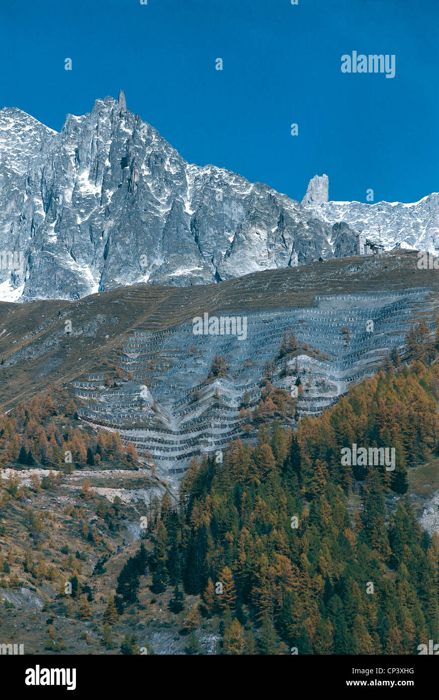 Valle d ' Aosta - Lawine Flak Verteidigung. Stockfoto