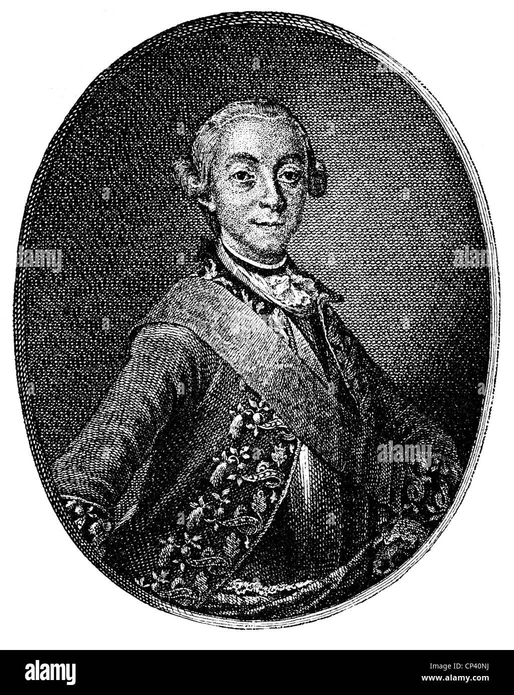 Peter III Fyodorovitch, 21.2.1728 - 17.7. 1762, Kaiser von Russland 25.12.1761 - 29.6.1762, halbe Länge, nach Kupferstich, 18. Jahrhundert, Artist's Urheberrecht nicht gelöscht werden Stockfoto