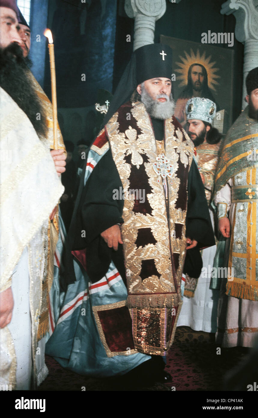 Georgien des 20. Jahrhunderts. Achtziger Jahre - Patriarch der georgischen orthodoxen Kirche Stockfoto