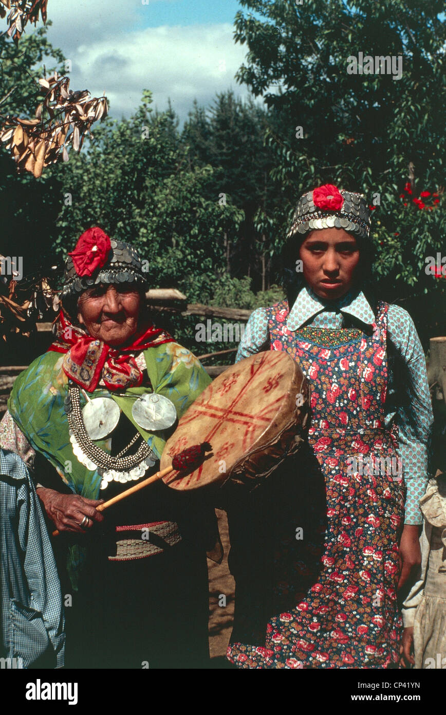 Chile - Mapuche Bevölkerung, Schamanen Stockfoto