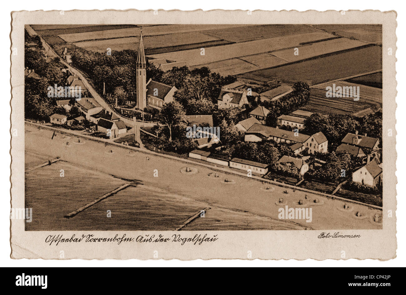 Baden, Badeort, Sarbinowo (Sorenbohm), weiter Pommerania, Luftaufnahme, Ansichtskarte, gestempelt 1942, Zusatzrechte-Clearences-nicht vorhanden Stockfoto