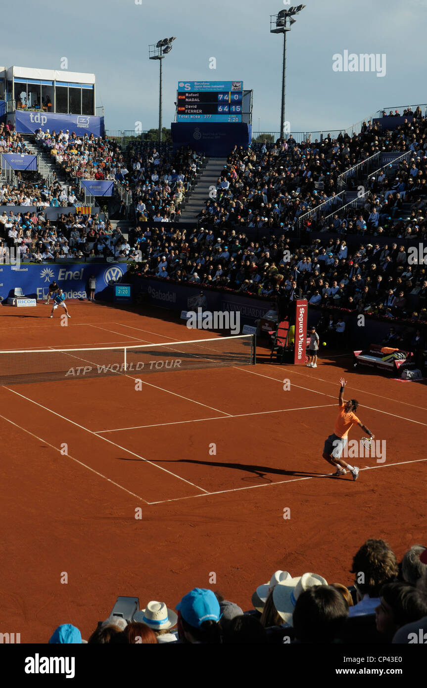 RAFA NADAL während der ATP Finale gegen David Ferrer bei der Real Club de Tenis de Barcelona Spanien Stockfoto