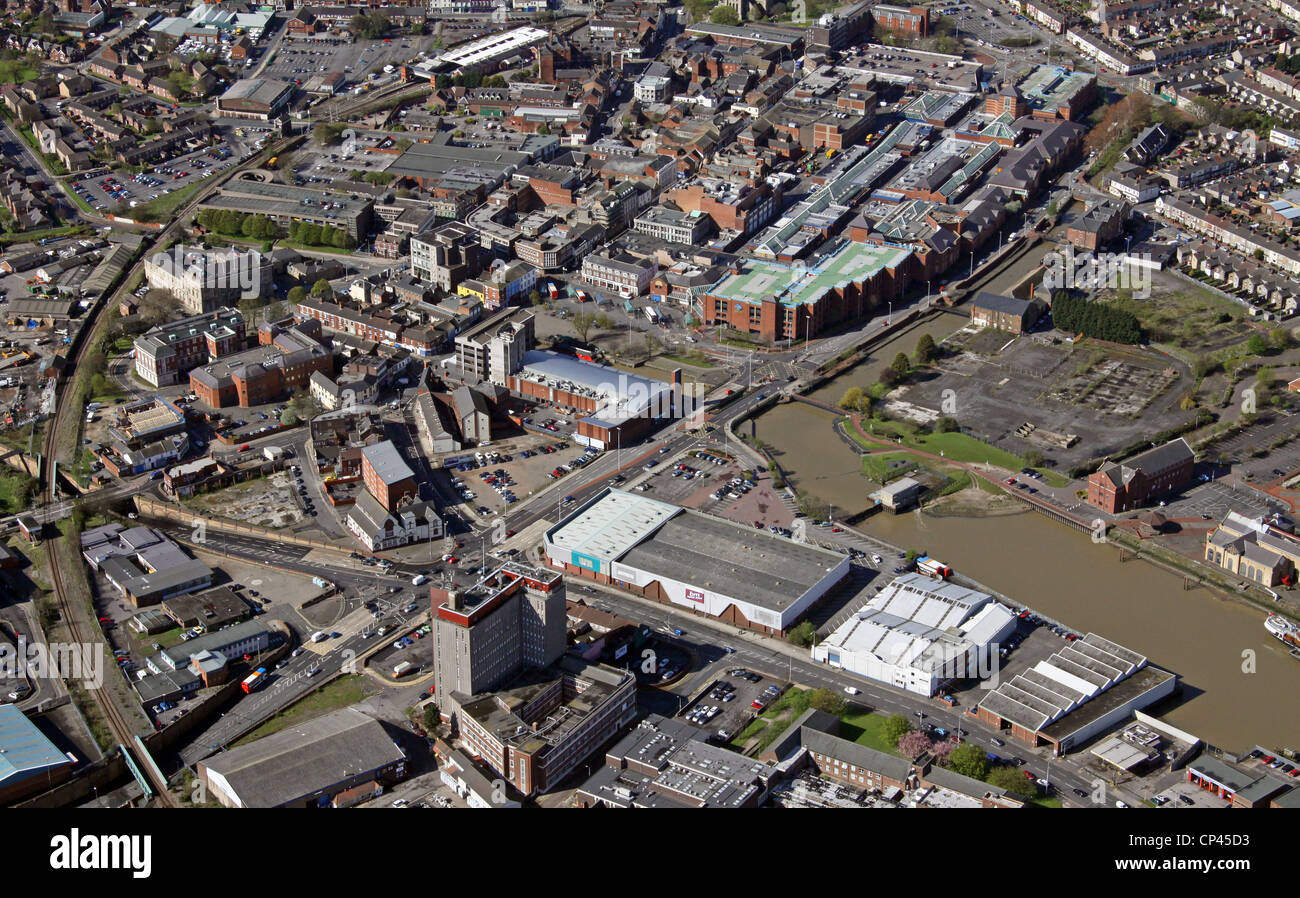 Luftaufnahme von Grimsby Town Center Stockfoto