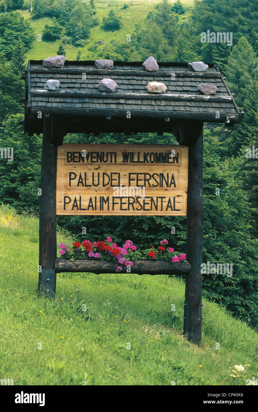 Trentino Palu ' Zeichen der Fersina Stockfoto