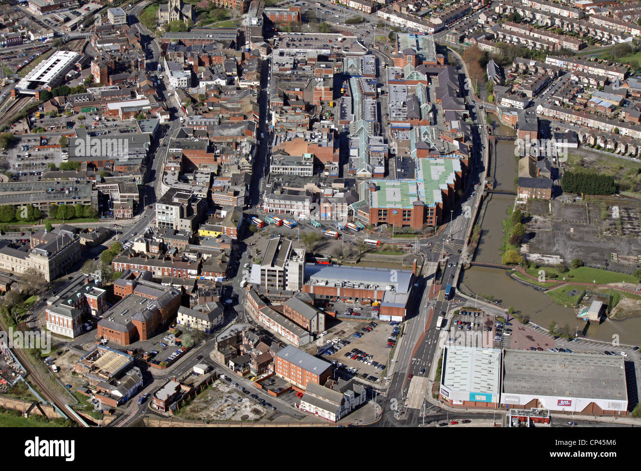 Luftaufnahme von Grimsby Town Center Stockfoto