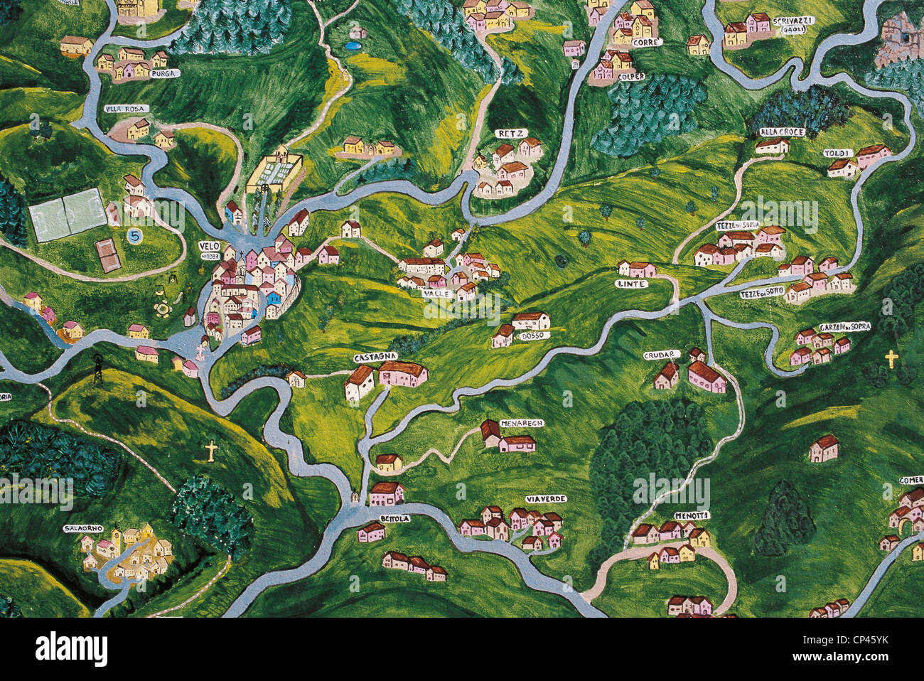 Velo Veronese VENETO Karte von den LESSINISCHEN Bergen Stockfoto