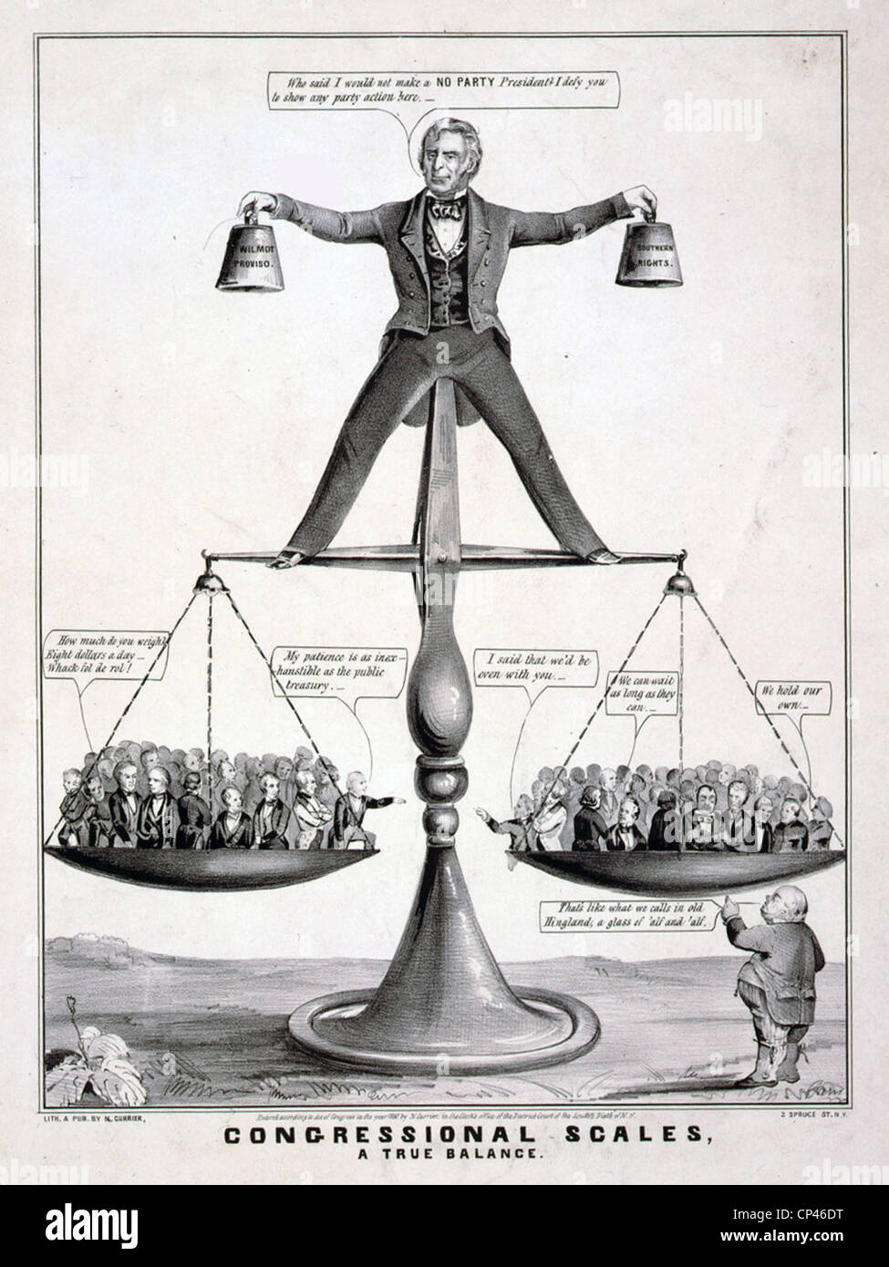 Zachary Taylor, politische Karikatur über den Kompromiss von 1850. Stockfoto