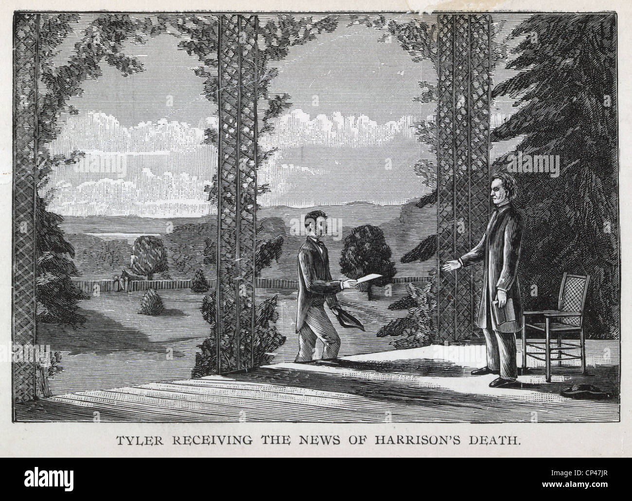 John Tyler erhält die Nachricht von Präsident Harrison Tod, [5. April 1841]. Stockfoto