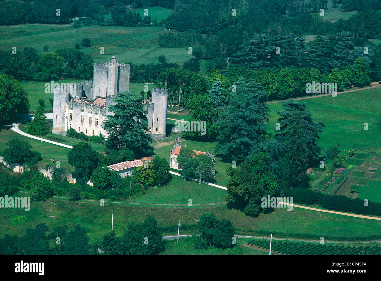 Frankreich - Aquitanien - Chateau Neuf (neue Burg) von Roquetaillade Stockfoto