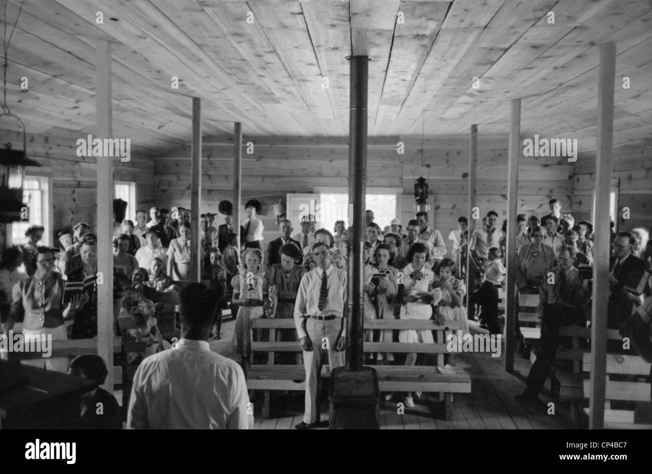 Gottesdienst in der Kirche Pie Town, New Mexico. Pie-Stadt wurde in den 1930er Jahren von 250 Homesteader Familien besiedelt, die Stockfoto