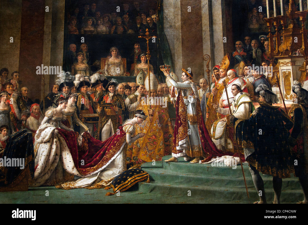 Die Krönung - Weihe von Kaiser Napoleon Bonaparte und Josephine 1807 Kathedrale Notre Dame, Paris Jacques-Louis David 1748 - 1825 Frankreich Französisch Stockfoto