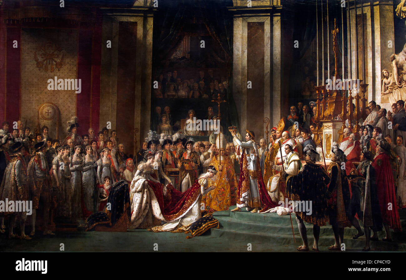 Die Krönung - Weihe von Kaiser Napoleon Bonaparte und Josephine 1807 Kathedrale Notre Dame, Paris Jacques-Louis David 1748 - 1825 Frankreich Französisch Stockfoto