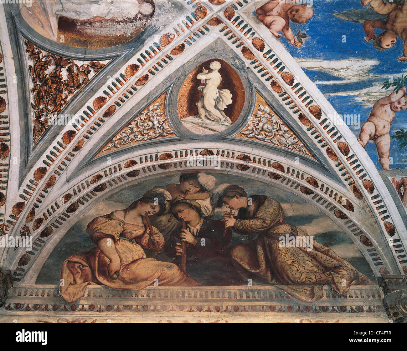 Trentino Trento BUONCONSIGLIO GEROLAMO Schloss der römischen LODGE von ROMANINO Fresken Allegorie Stockfoto