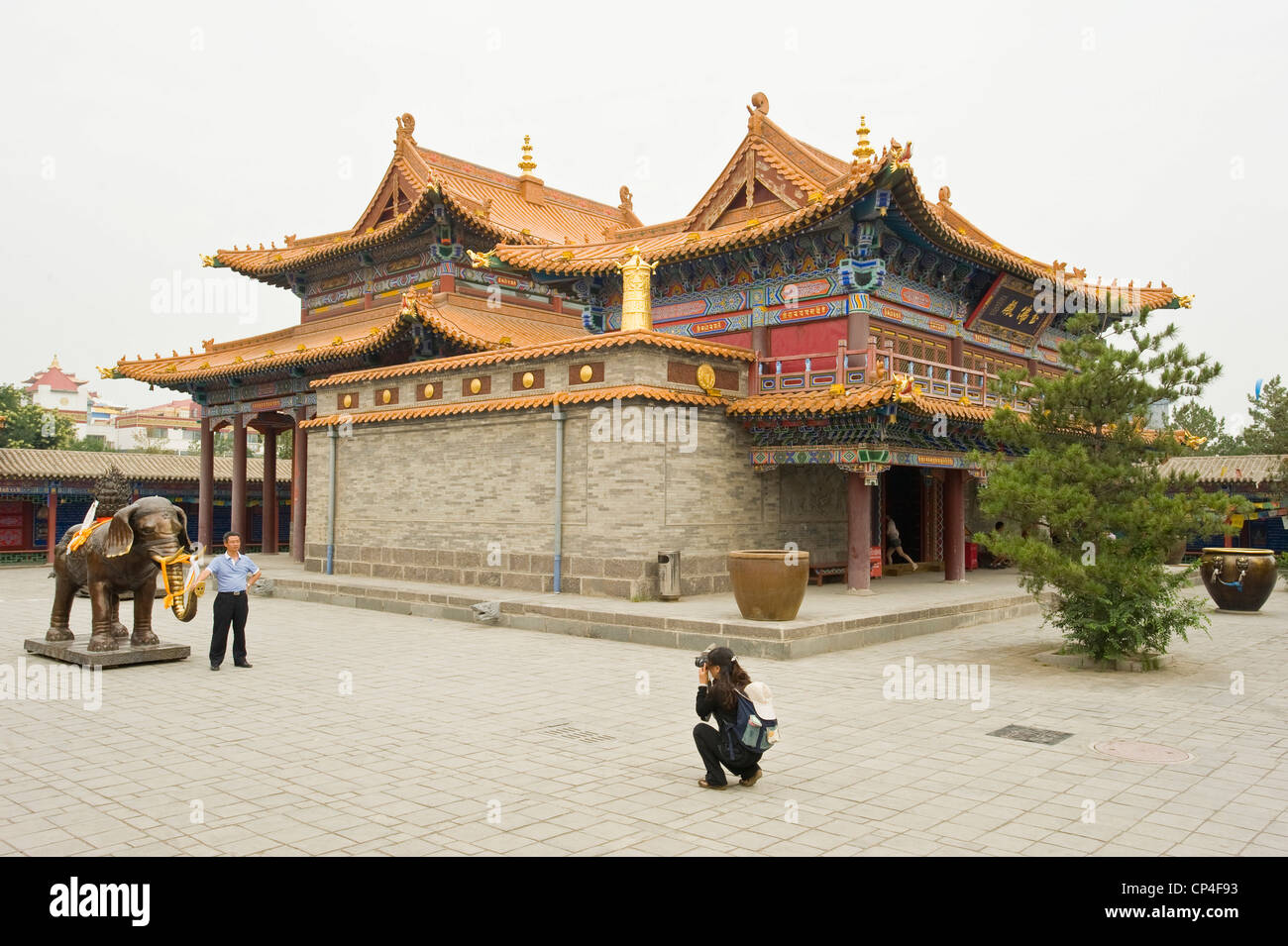 Eines der Gebäude im Dazhao Tempel in Hohhot. Stockfoto