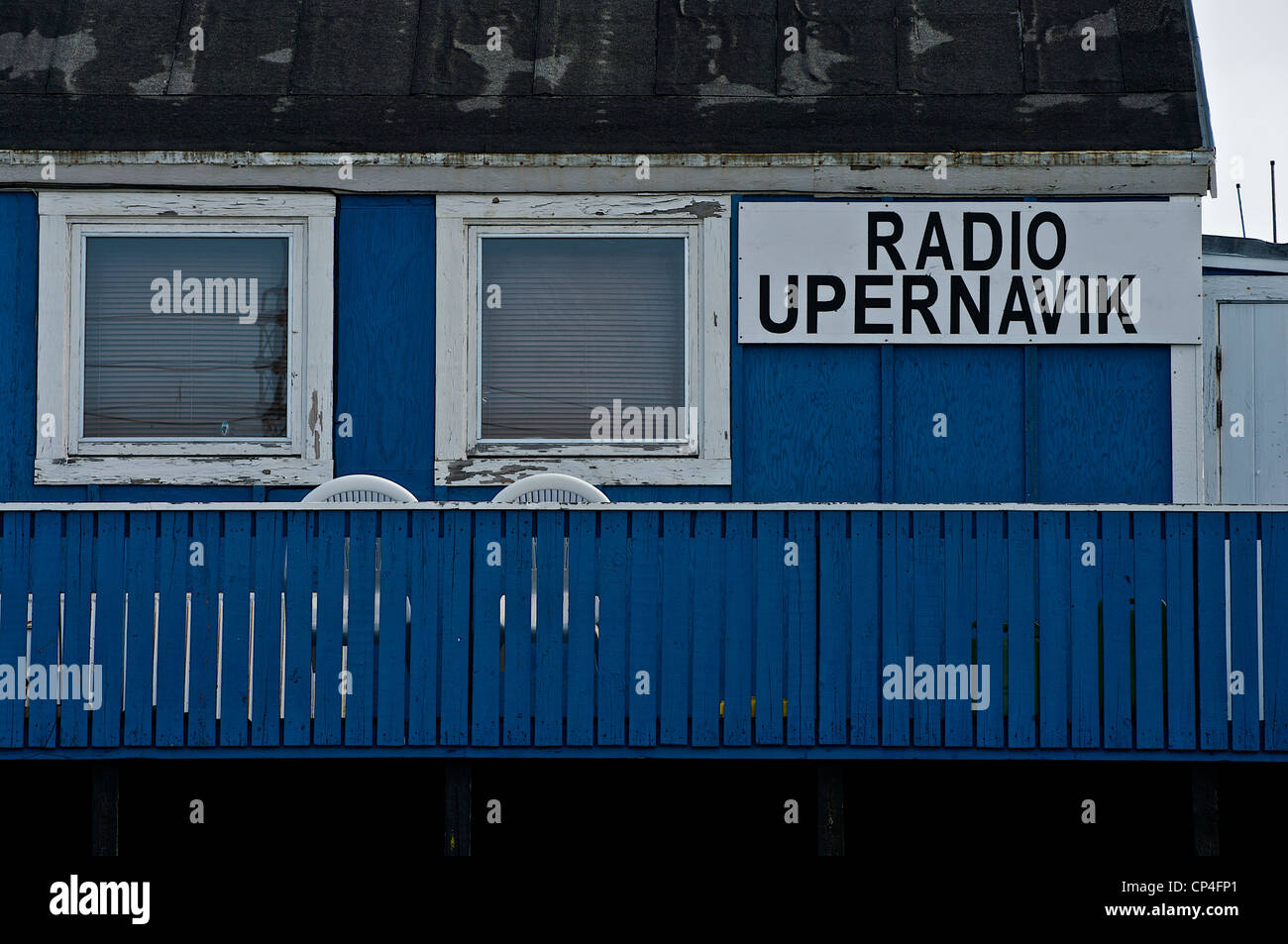 Grönland - Westküste - Qaasuitsup Kommunia - Upernavik. Sitz des lokalen Radiosenders. Stockfoto
