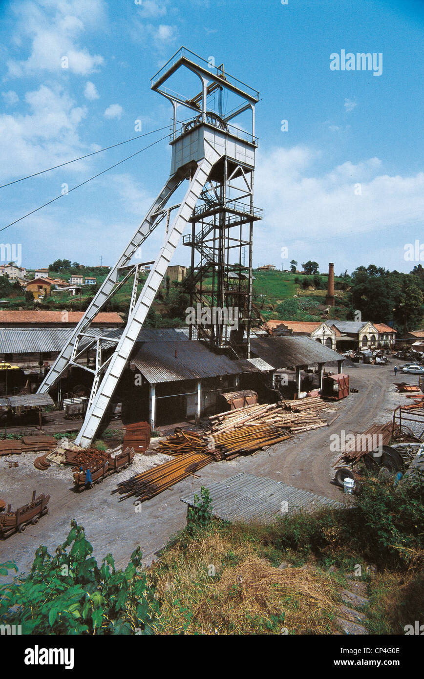 Spanien - Asturien Kohlebergwerk im Bergbaugebiet von La Felguera. Stockfoto