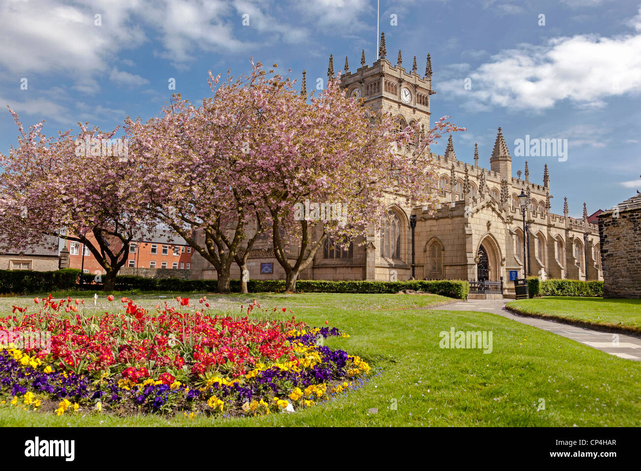 Die Pfarrkirche der Heiligen Wigan. In der Mitte der Stadt. Stockfoto