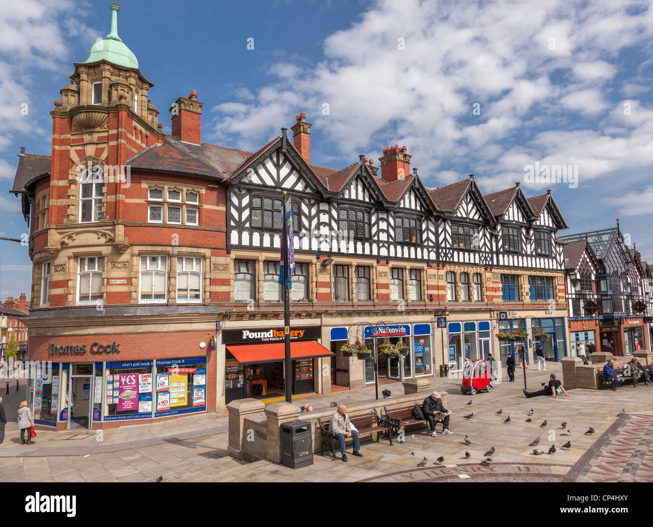 Marktplatz im Zentrum von Wigan. Stockfoto